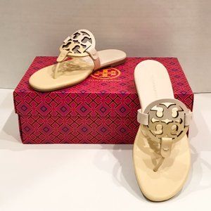 Tory Burch Soft Miller Sandals Bicolor Sweet Corn New Ivory MANY SIZES